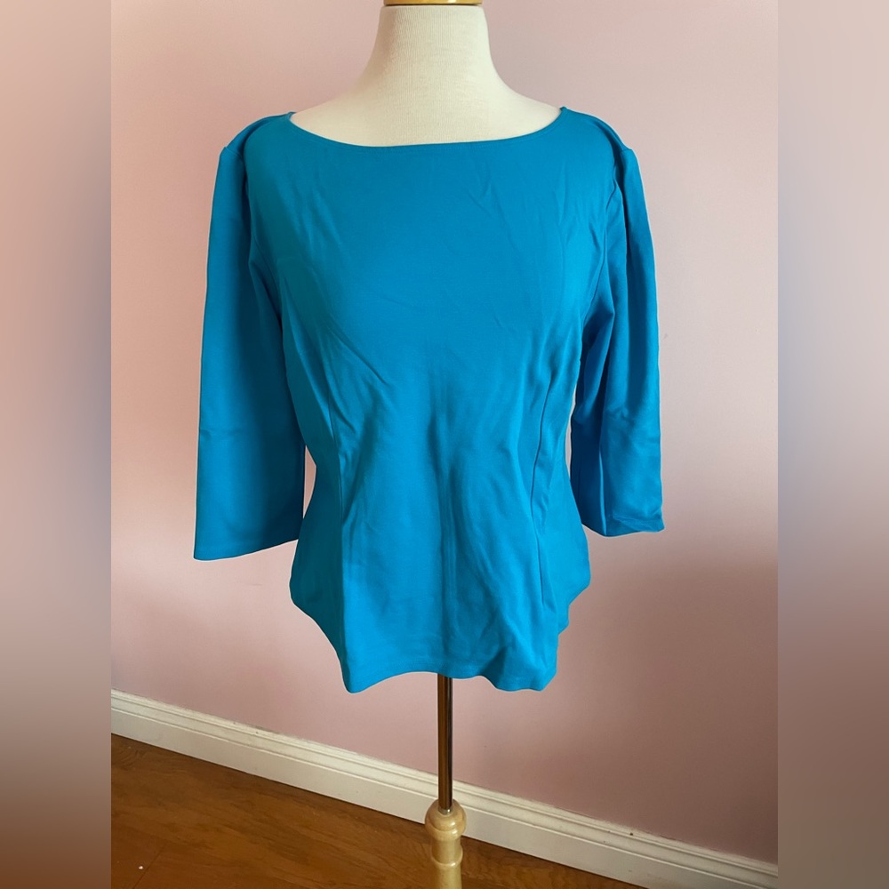 Laura Byrnes Turquoise Sabrina Top